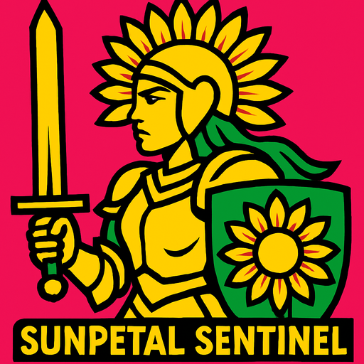 sunpetalSentinel.
2d.  High contrast.  No shadows
