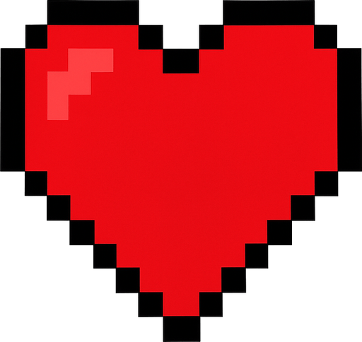 Pixel kalp.
In-Game asset.  2d.  High contrast.  No shadows