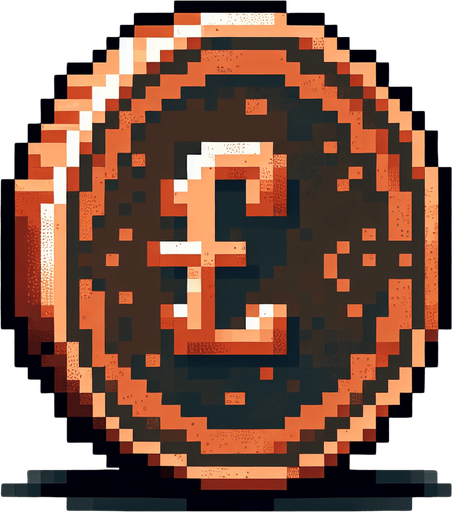 perspective of simple copper coin with a cent sign ‘¢’....
video game sprite