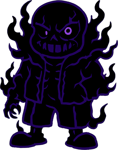 Sans consumido por la oscuridad misma sans oscuro y maligno.
In-Game asset.  2d.  High contrast.  No shadows