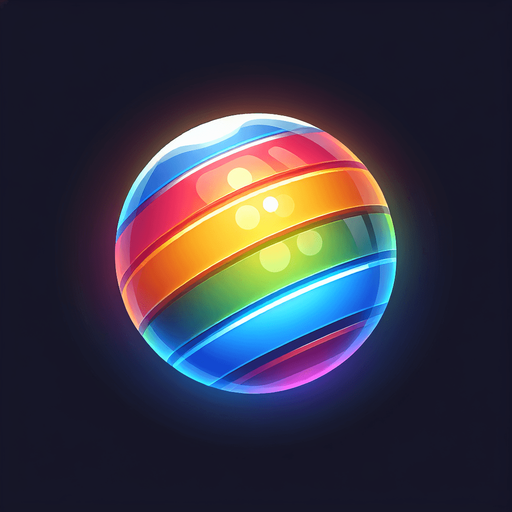 Multi colored laser ball. Bubble shooter game. Powerup ball.
Single Game Texture. In-Game asset. 2d. Blank background. High contrast. No shadows.