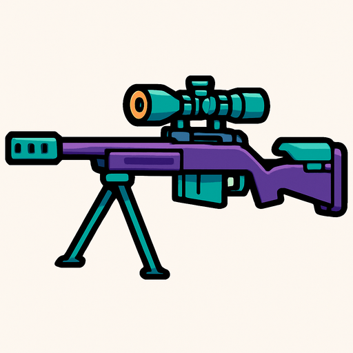 Sniper rifle.
In-Game asset.  2d.  High contrast.  No shadows