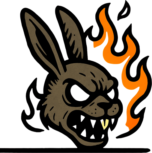 side scroller kepala evil kelinci berapi.
In-Game asset.  2d.  High contrast.  No shadows