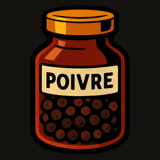 Poivre.
In-Game asset.  2d.  High contrast.  No shadows