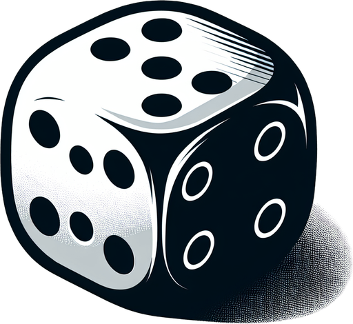 six sided dice.
Single Game Texture. In-Game asset. 2d. Blank background. High contrast. No shadows.