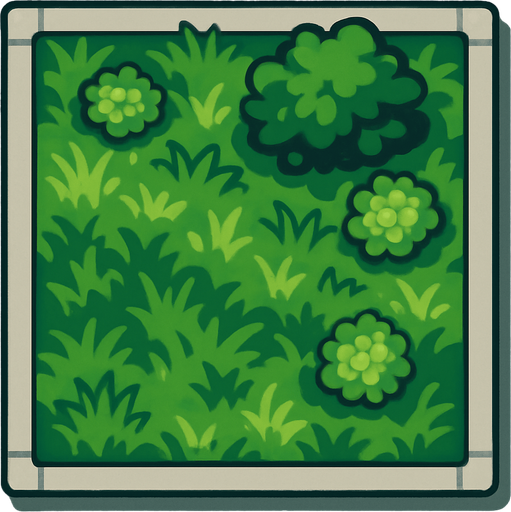 Street block, garden with concrete walkway on the border.
In-Game asset.  2d.  High contrast.  No shadows