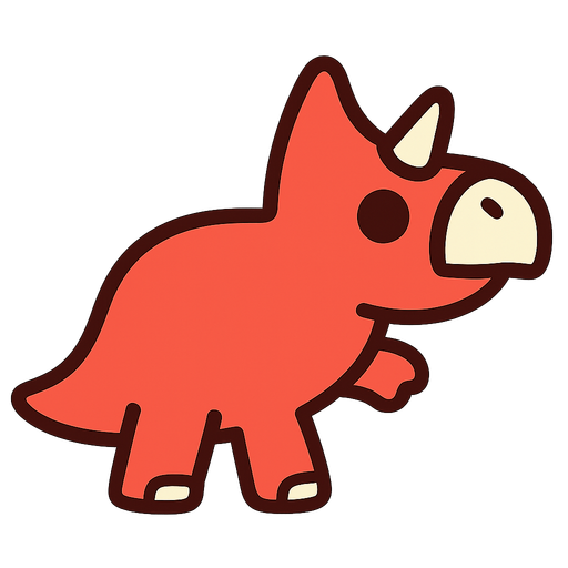 dinosaur facing right, red and white color, thick black outline, adorable, clumsy
. No background. Transparent background. Blank background. No shadows. 2d. In-Game asset. flat