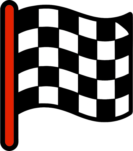 Imagen de bandera de carrera.
In-Game asset.  2d.  High contrast.  No shadows