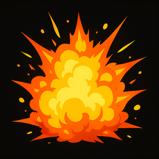 yellow bright fire explosion.
In-Game asset.  2d.  High contrast.  No shadows