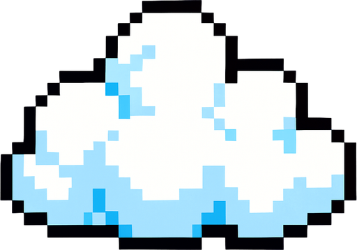pixelart, cloud.
In-Game asset.  2d.  High contrast.  No shadows