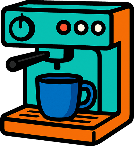 coffee machine.
In-Game asset.  2d.  High contrast.  No shadows
