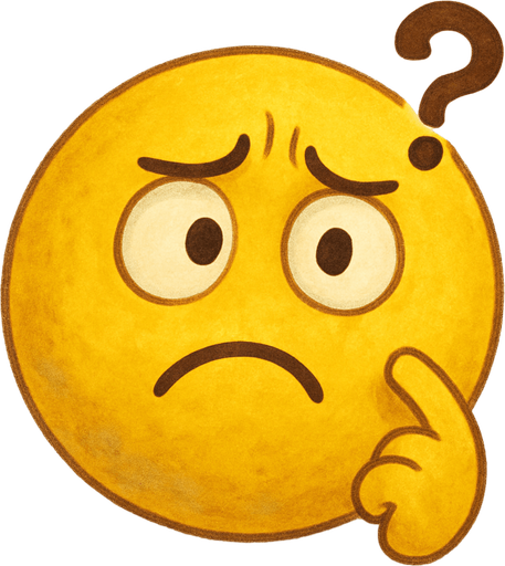 A clever yellow round ball with a yellow confused expression