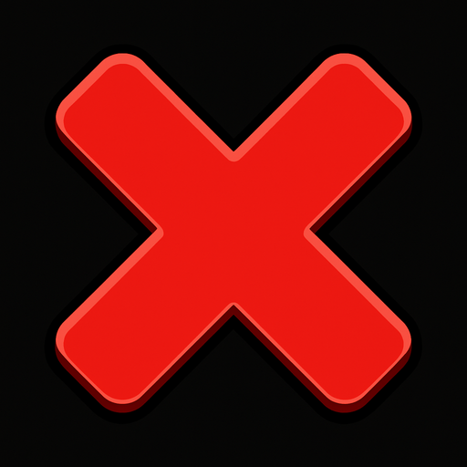 red multiplication sign.
In-Game asset.  2d.  High contrast.  No shadows