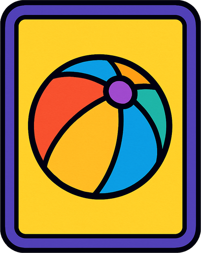 Create an image for a memory game's card's front with an icon of a play ball.
In-Game asset.  2d.  High contrast.  No shadows