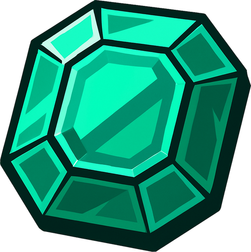 emerald.
In-Game asset.  2d.  High contrast.  No shadows