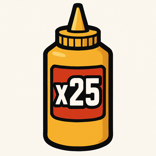 Mustard Bottle, label is x25.
In-Game asset.  2d.  High contrast.  No shadows