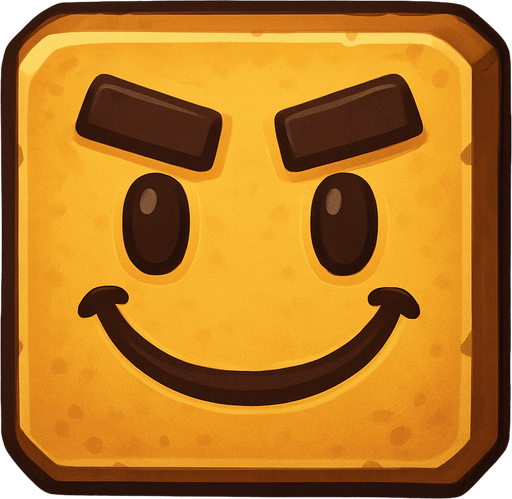 square smiley face thick eyebrows.
In-Game asset
