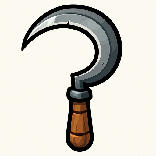 Mowing sickle.
In-Game asset.  2d.  High contrast.  No shadows