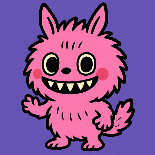Pink Labubu.
In-Game asset.  2d.  High contrast.  No shadows