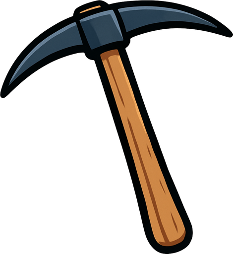 pickaxe.
In-Game asset.  2d.  High contrast.  No shadows