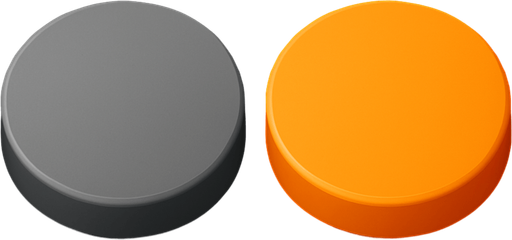 othello game one piece of grey and one piece of orange.
In-Game asset.  High contrast.  No shadows. 3D