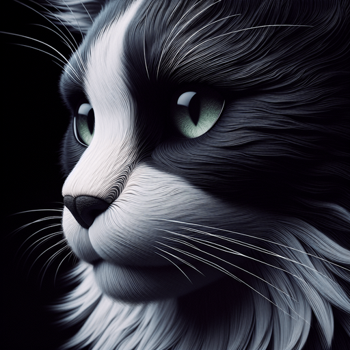 black and white cat face