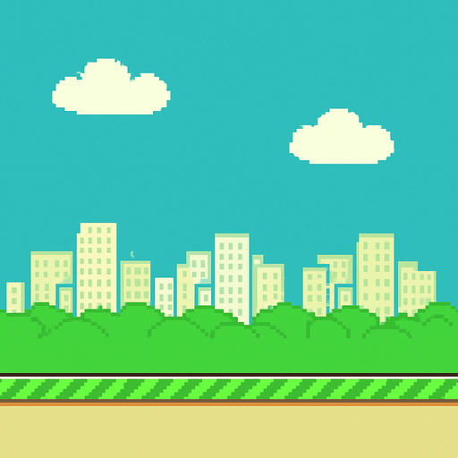 copy background of flappy bird game.
In-Game asset.  2d.  High contrast.  No shadows