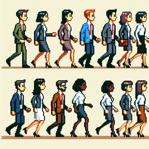 8-bit. cartoon. fancy office person. walking from the side. in game asset. Single Game Texture. In-Game asset. 2d. Blank background. High contrast. No shadows.