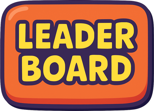 a cartoon style 3d button with the word Leader Board on it..
In-Game asset.  2d.  High contrast.  No shadows