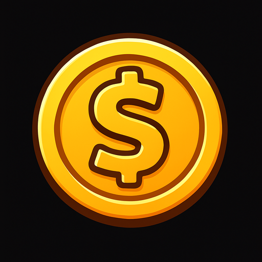 altın para.
In-Game asset.  2d.  High contrast.  No shadows