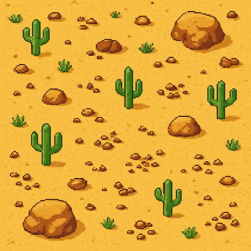 a background top down game pixel art desert.
In-Game asset.  2d.  High contrast.  No shadows