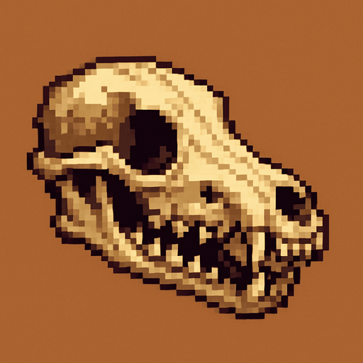 2d pixel art high quality wold skull.
In-Game asset.  2d.  High contrast.  No shadows