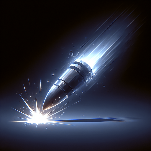 Add a subtle glow or energy trail to make bullets feel powerful.

Impact should create a small explosion effect or particle burst on collision..
Single Game Texture.  In-Game asset.  2d.  Blank background.  High contrast.  No shadows