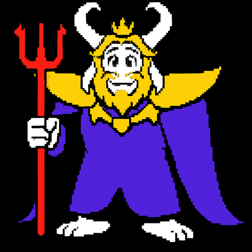 Asgore Undertale.
In-Game asset.  2d.  High contrast.  No shadows