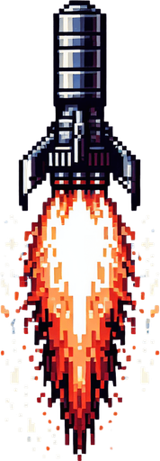8-bit. 2d. fire from a thruster. vertical position. no background. in game asset..
Single Game Texture. In-Game asset. 2d. Blank background. High contrast. No shadows.
