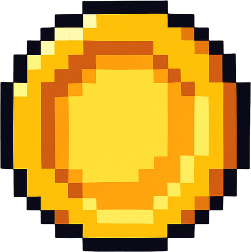2d coin pixel art.
In-Game asset.  2d.  High contrast.  No shadows