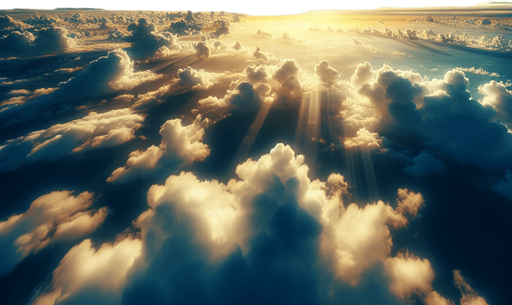 above the clouds in a blue sky