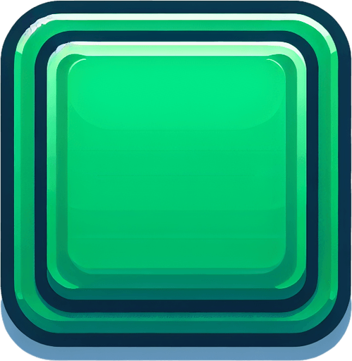 A rectangular green button.
Single Game Texture. In-Game asset. 2d. Blank background. High contrast. No shadows.