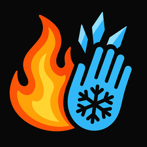 A Fire and Freeze Super Power 2D.
In-Game asset.  2d.  High contrast.  No shadows
