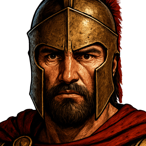 a realistic face of a spartan warrior.
In-Game asset.  2d.  High contrast.  No shadows
