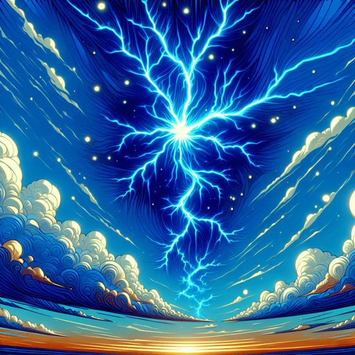 blue electricity in the sky cartoon, 2d