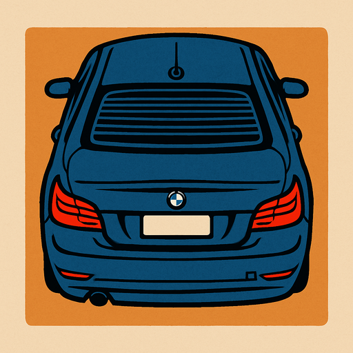 Bmw e60 arkasi ama yukaridan.
In-Game asset.  2d.  High contrast.  No shadows