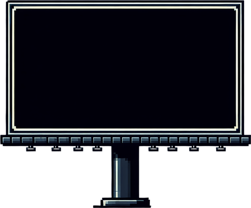 Empty black billboard.
Face view. Retro gaming style.