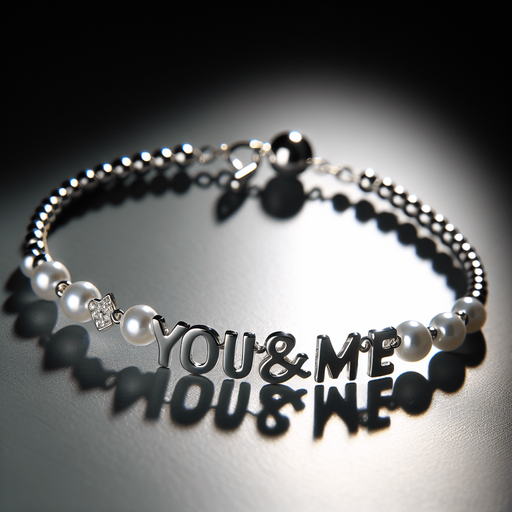 joli bracelet en argent avec "You & Me" gravé dessus ou en perles