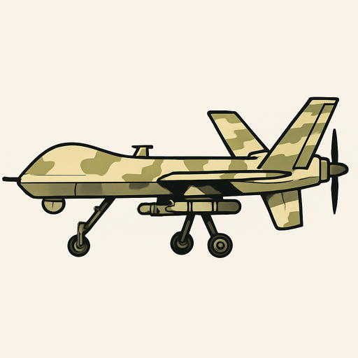 drone side view military drone. light camouflage
In-Game asset.  2d.  High contrast.  No shadows
