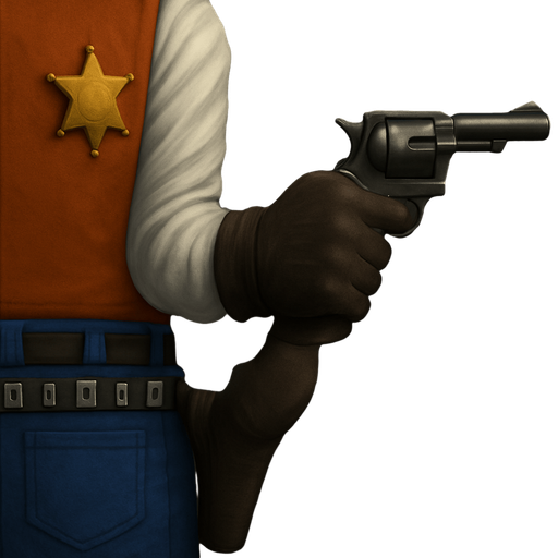 Make Sherrif point his gun ahead