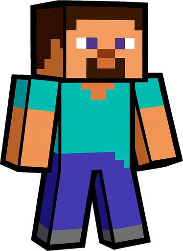 minecraft steve.
In-Game asset.  2d.  High contrast.  No shadows