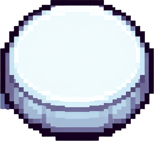 Genera un boton blanco en pixel art sin texto.
Single Game Texture.  In-Game asset.  2d.  Blank background.  High contrast.  No shadows