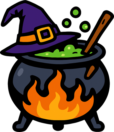 Witch boiler.
In-Game asset.  2d.  High contrast.  No shadows