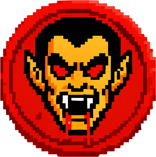 vampire blody coin pixel.
In-Game asset.  2d.  High contrast.  No shadows